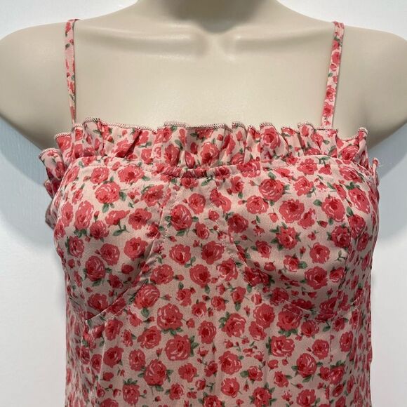 Sweetheart Neckline Rose Dress with Ruffled Trim Size Extra Small - Picture 3 of 6